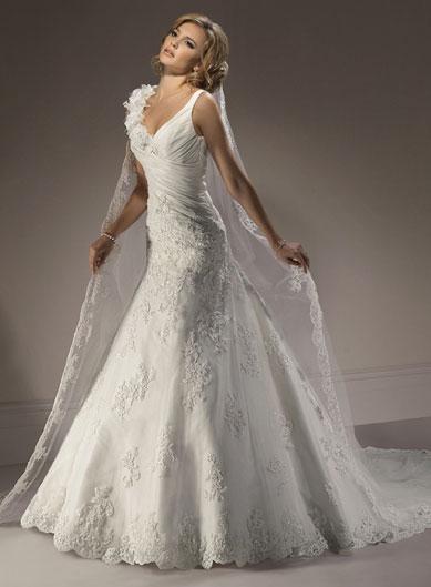 wedding dresses lace on Neck Romantic Flowers Embellished Lace Wedding Dresses   Prlog