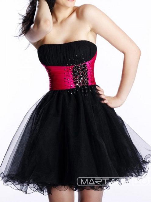 black and hot pink prom dresses. short prom dresses