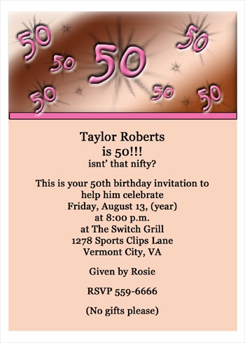 Adult Birthday Party on 50th Birthday Invitations For Your 50th Birthday Party Celebration