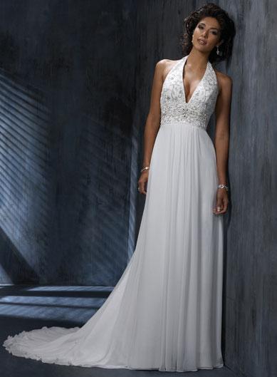 Halter top  Embroidery A line  Silhouette Chiffon Wedding  
