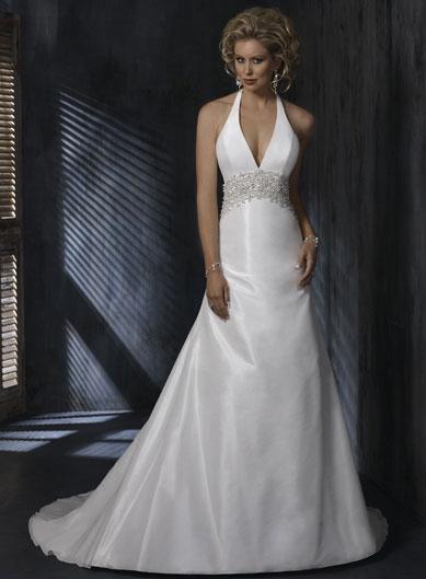  Halter  top  Beaded A line Silhouette Taffeta Wedding  Gowns  