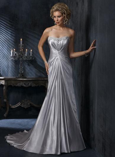 Silver Scoop Strapless Beaded Corset Wedding Dress -- zoombridal.com ...