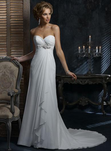 Beaded Empire Waist Corset Sheath Silhouette Chiffon Wedding Dresses ...