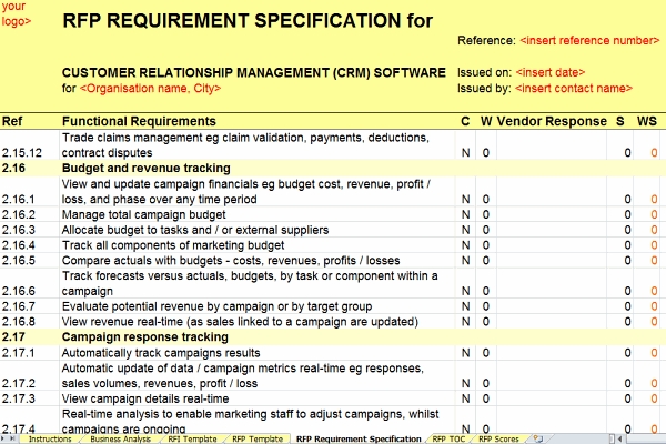 Revised CRM RFI/RFP Templates released by Axia -- Axia 