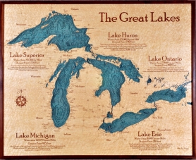 Great Lakes 3d Nautical Wood Chart