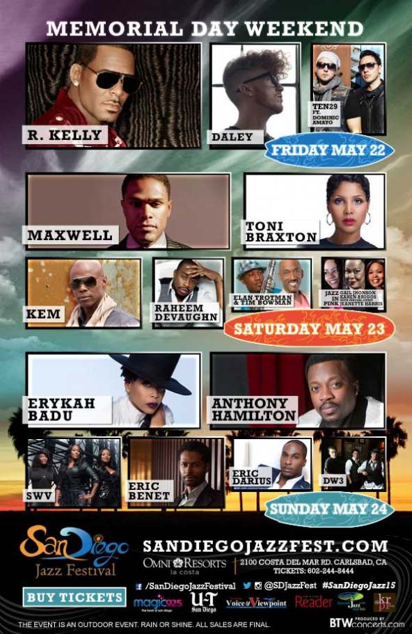 R. Kelly, Toni Braxton, Maxwell, Stellar Performers at San Diego Jazz