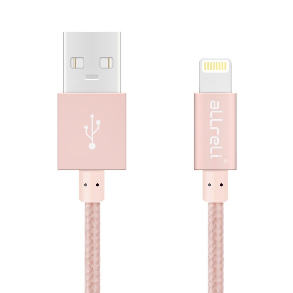 aLLreLi Gold Rose Lightning Sync & Charge USB Cable For iPhone 6S, 6, 6