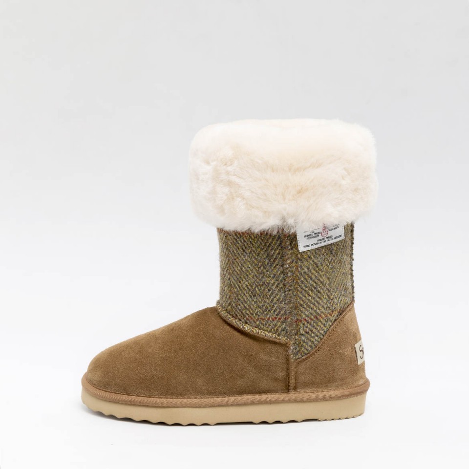 snow paw tall button sheepskin boots