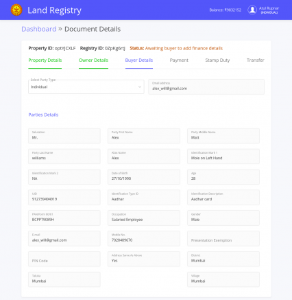 Land Registry Platform Dashboard