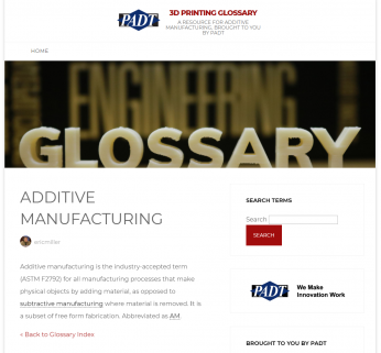 glossary printing 3d term2 screenshot padt comprehensive terminology additive manufacturing provides resource most