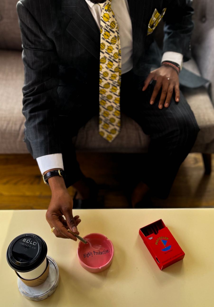 Free Cannabis Silk Pocket Square Tie Worn Lifestyl