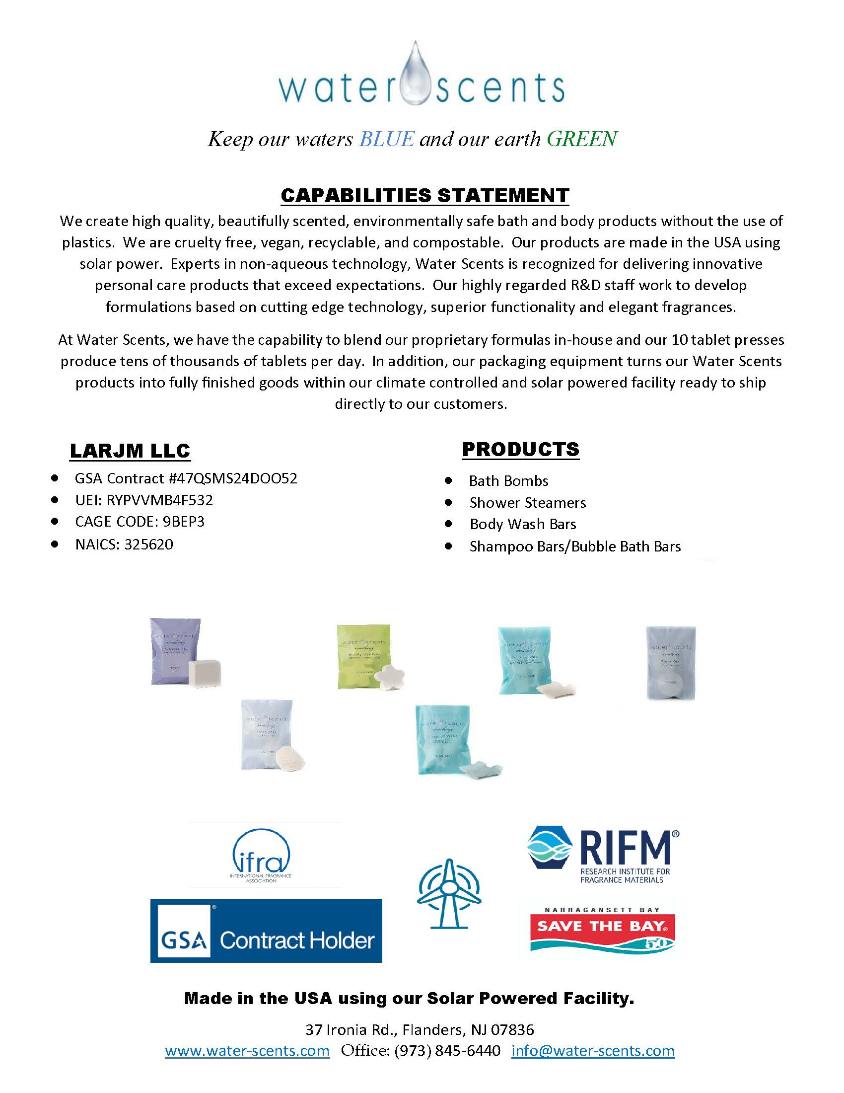 LARJM LLC, Water Scents - Capabilities Statement