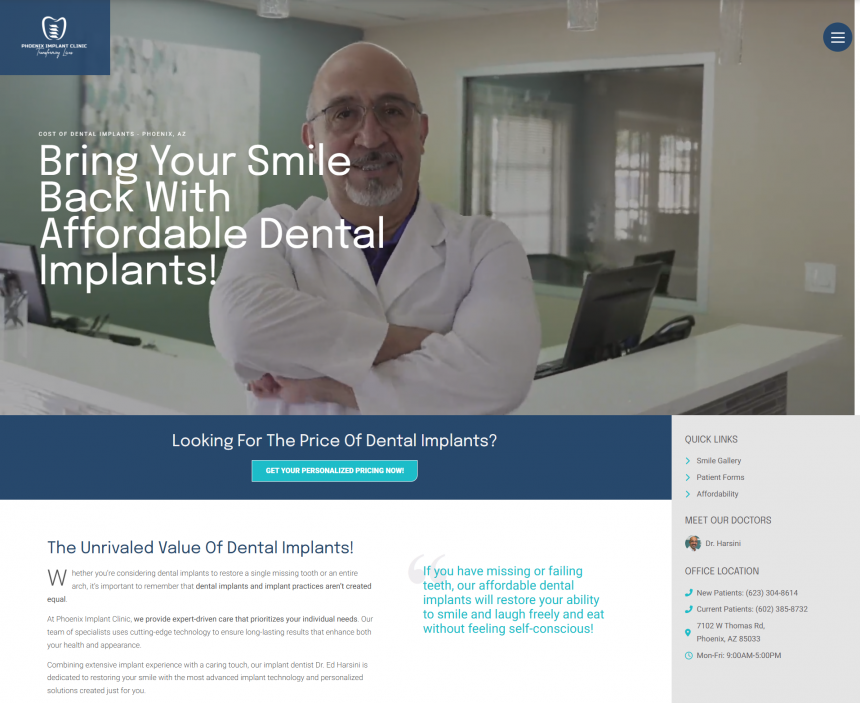 Dental Implant Cost Page