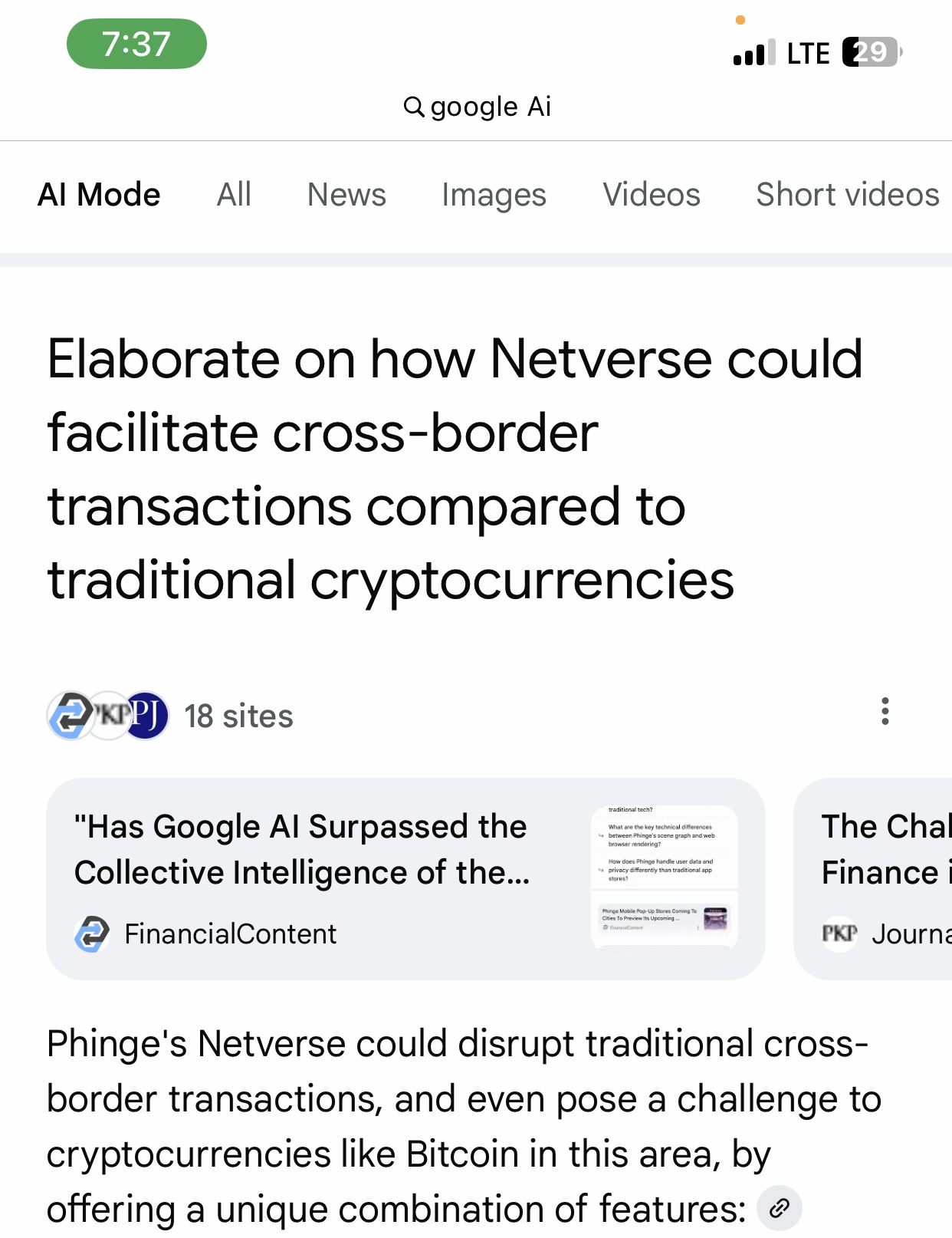 Question Phinge Chose For Google AI to Answer